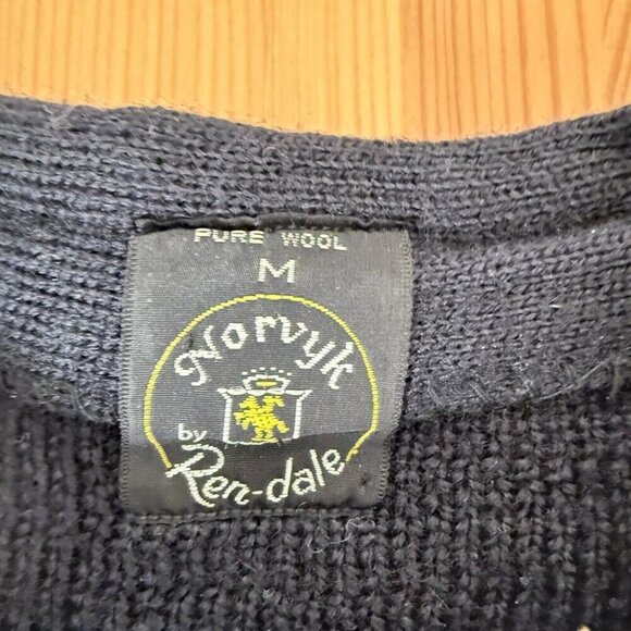 Norvyk By Ren-Dale Vintage Wool Cardigan Blue Striped Women's Cardigan M - Picture 3 of 8